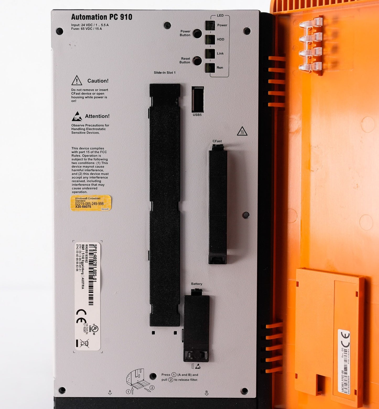B&R Automation 5PC910.SX02-00 Rev. K0 PC 910 5P91:469781.005-01 Industrial PC
