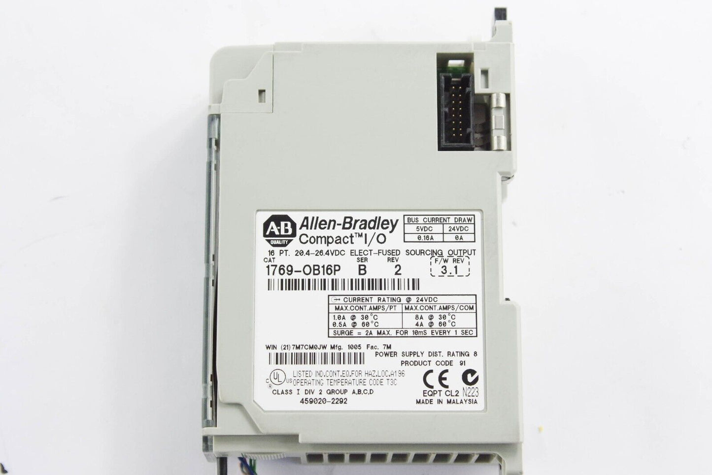 Allen Bradley 1769-OB16P Output Module Ser B 16 PT. 20.4-26.4VDC ELECT-FUSED