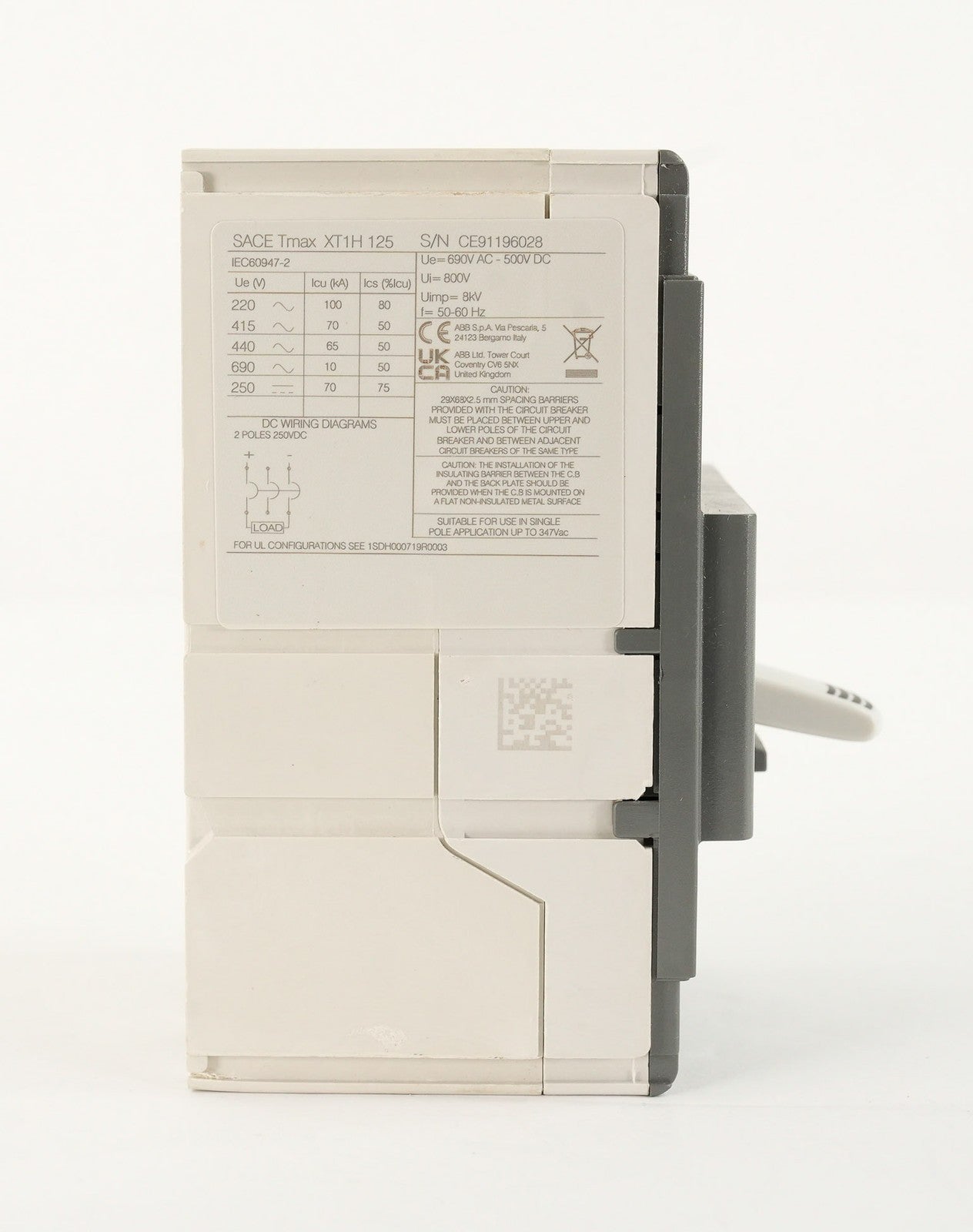ABB SACE Tmax XT1H 125 3-Pole Circuit Breaker XT1H125