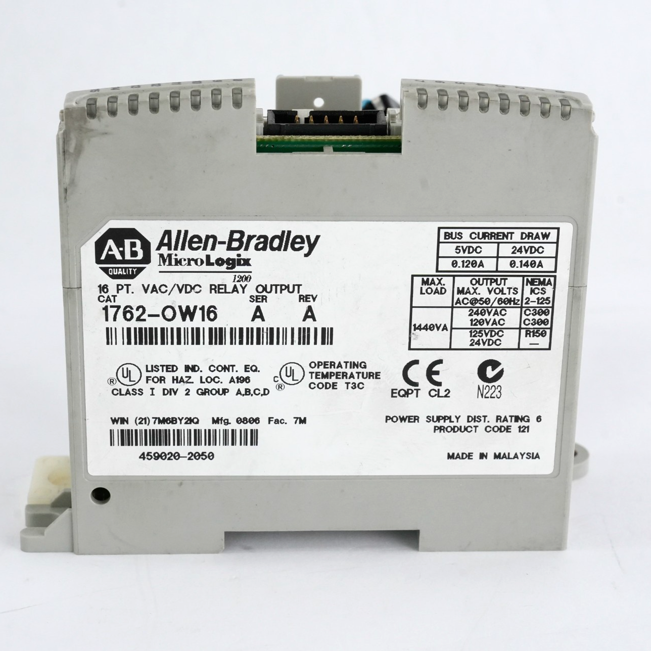 Allen Bradley 1762-OW16 /A Rev A MicroLogix 16 Point Relay Output Module