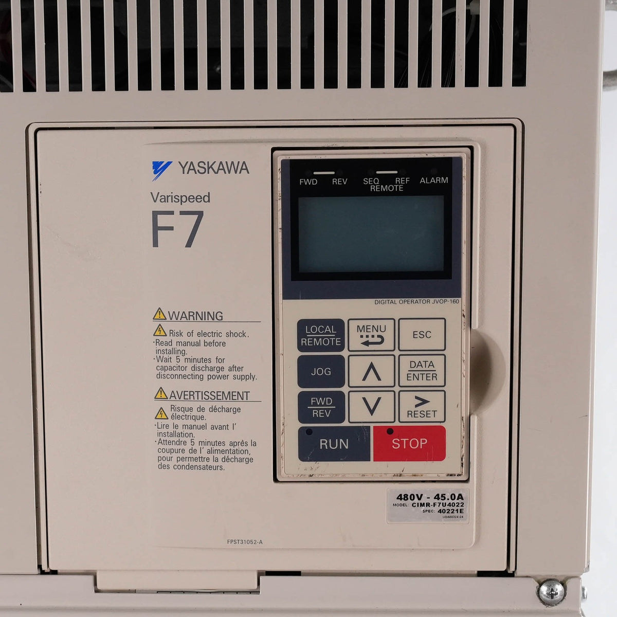 Yaskawa CIMR-F7U4022 Varispeed F7 AC Drive 480V 30HP 22kW 45A VFD CIMRF7U4022