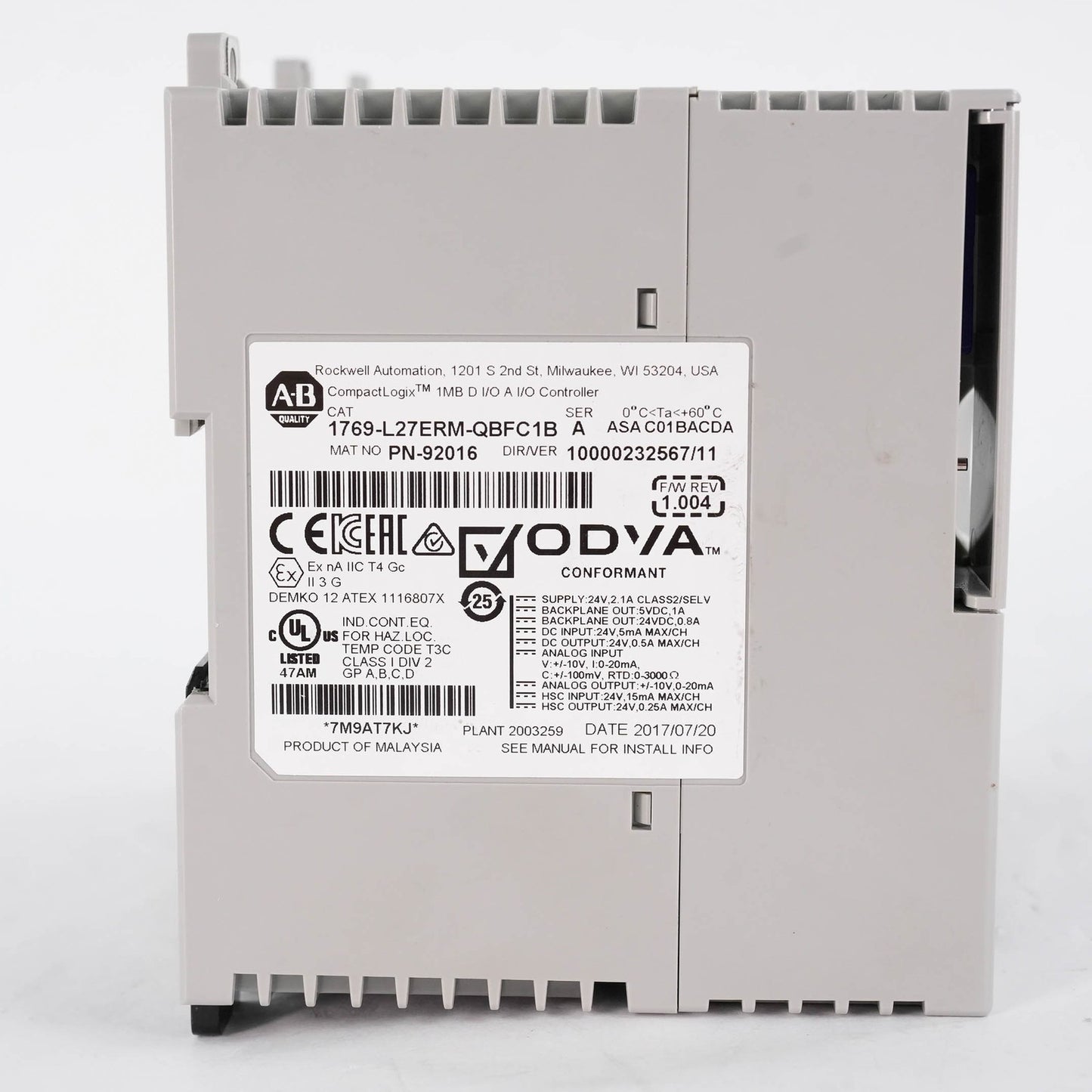 Allen Bradley 1769-L27ERM-QBFC1B Ser A CompactLogix 5370 L2 Controller