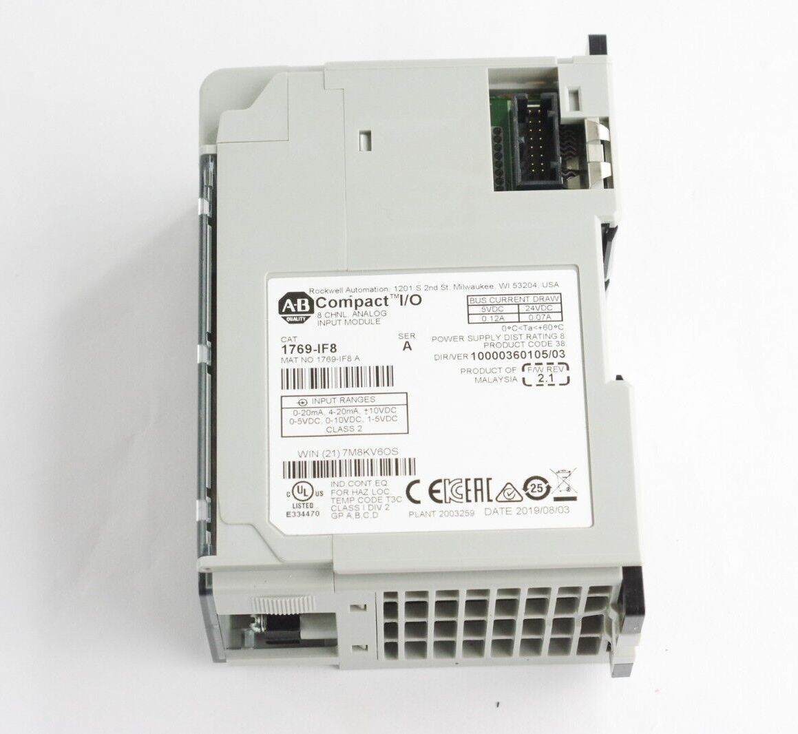 Allen Bradley 1769-IF8 SER. A F/W 2.1 24VDC 0.12A - No Box