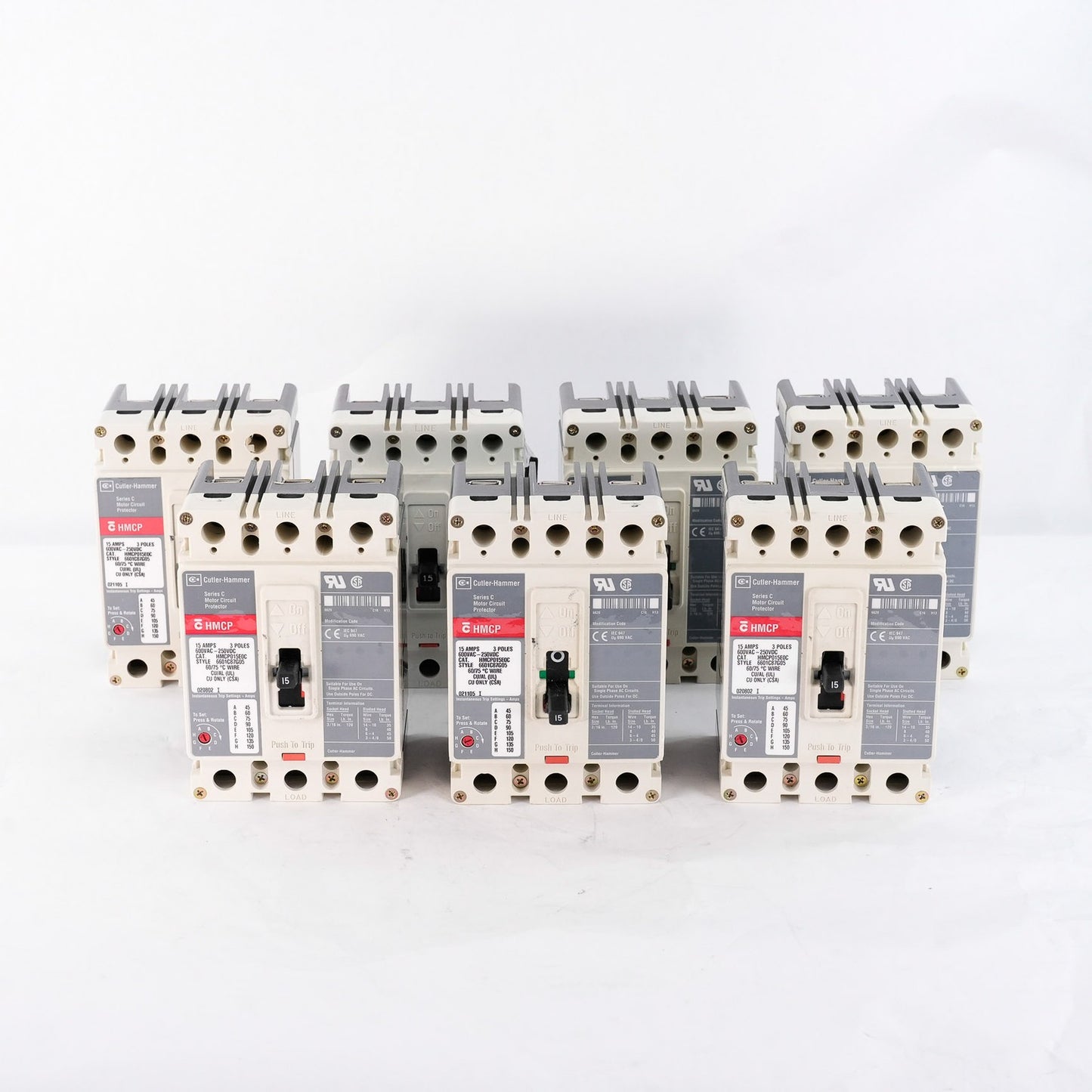 Eaton Cutler-Hammer HMCP015E0C Bolt On Circuit Breaker 15A 600V 3P HMCP