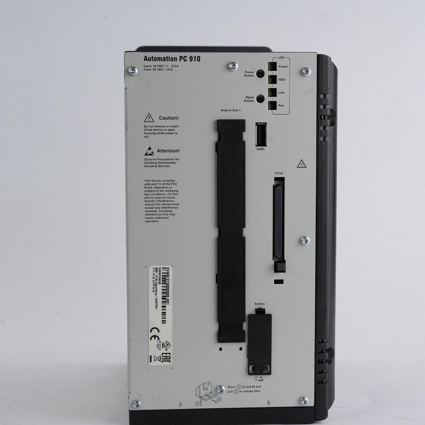 B&R Automation PC 910 5PC910.SX02-00 Rev K0 / 5Y4RF315000080-001 Industrial PC