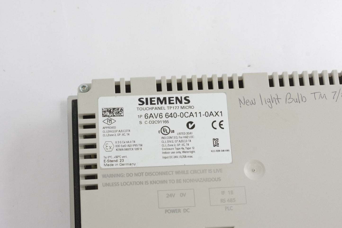 Siemens 6AV6640-0CA11-0AX1 SIMATIC TP177 5.7" Operator Panel Touch