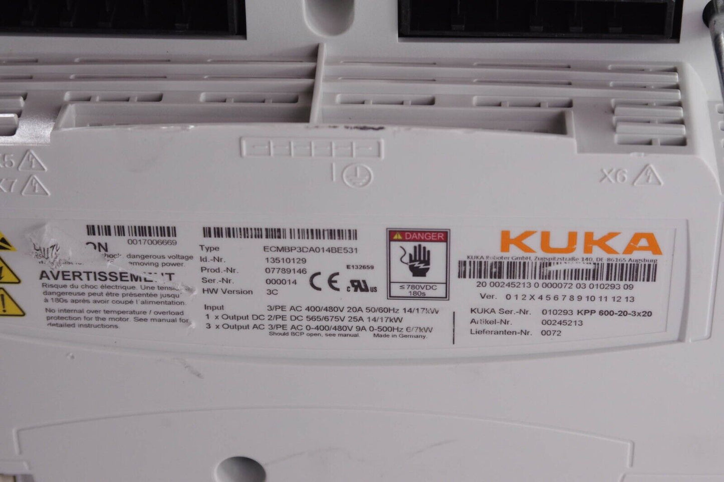 KUKA KPP 600-20-3x20 ECMBP3DA014BE531 Robotic Servo Drive TESTED +90Day Warranty