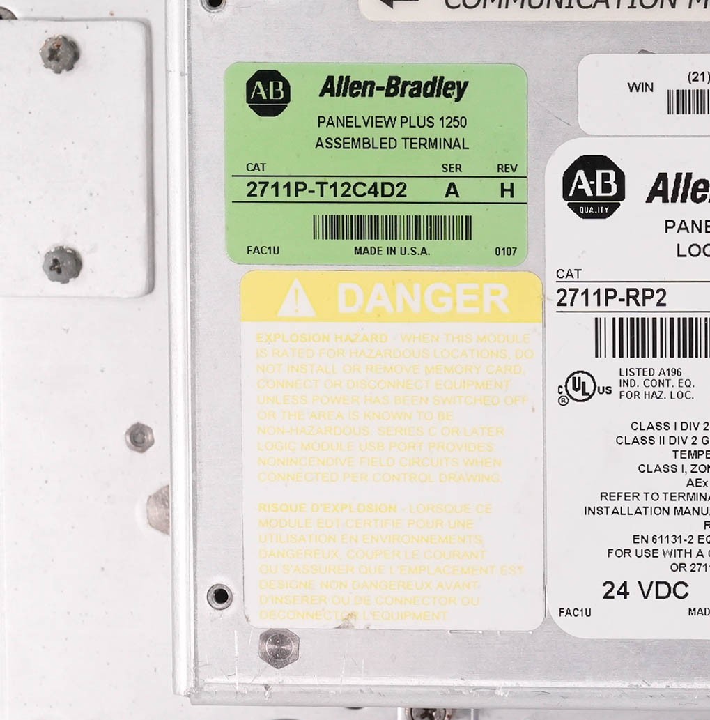 Allen Bradley 2711P-T12C4D2 PanelView Plus 1250 Touch 12in 2711PT12C4D2 RDT12C