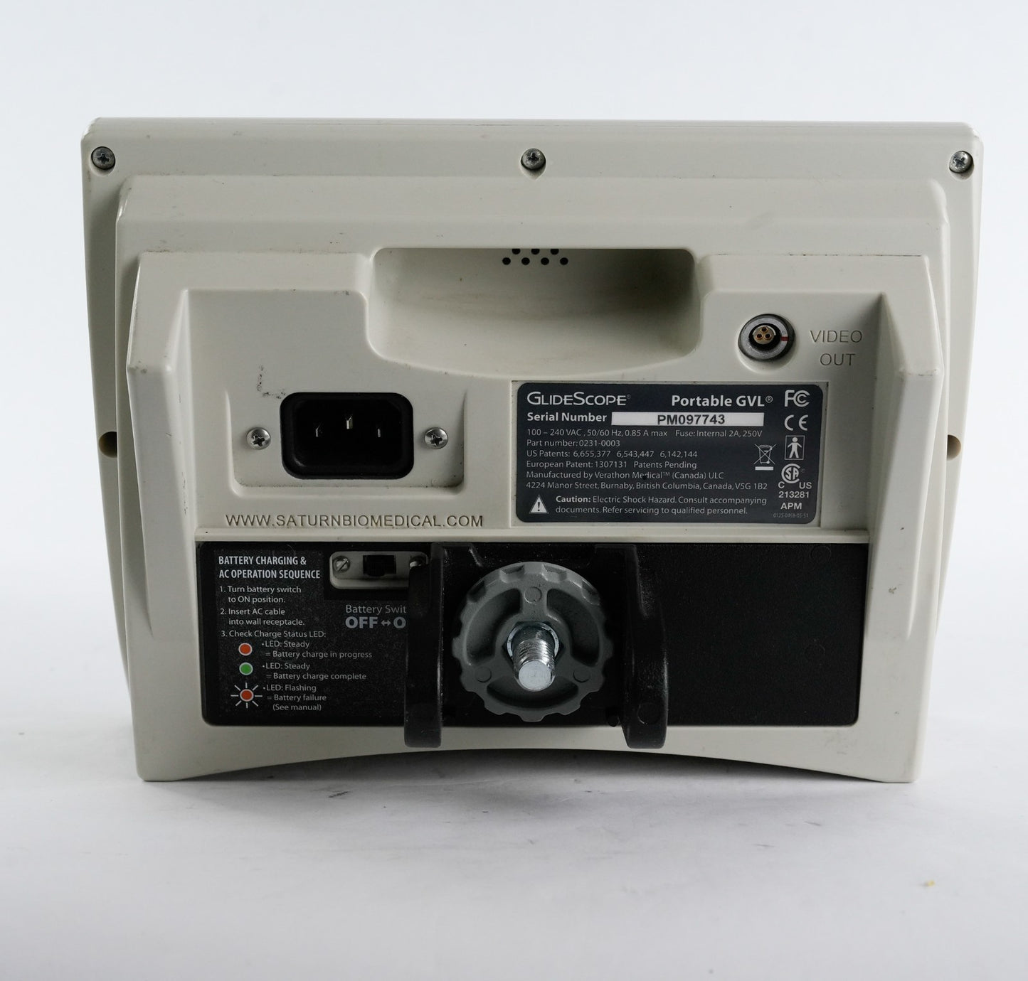 Verathon Glidescope Portable GVL Video Laryngoscope Monitor