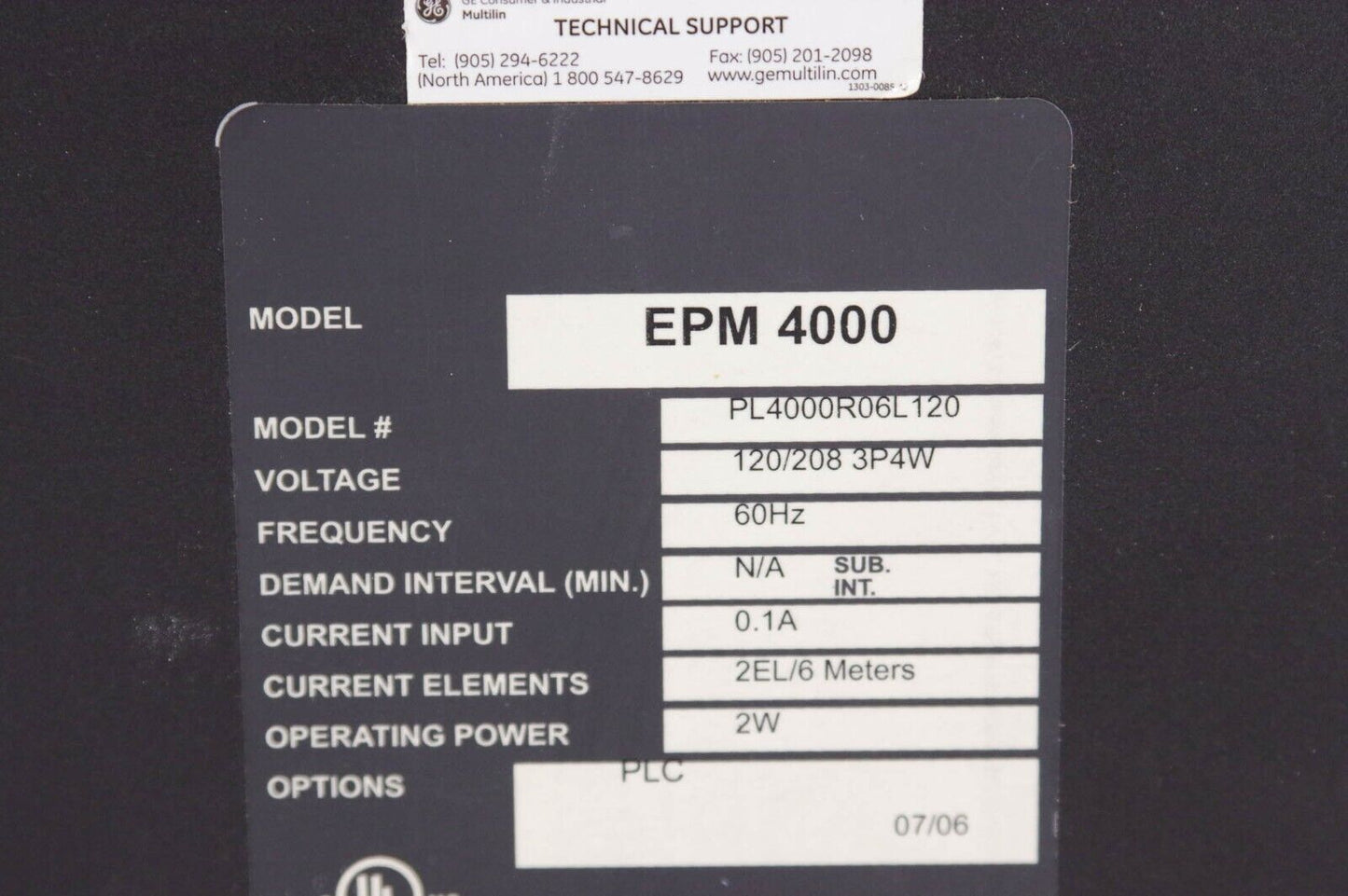 GE EPM-4000 / EPM4000 PL4000R06L120 Multilin Multi-Point Submetering System