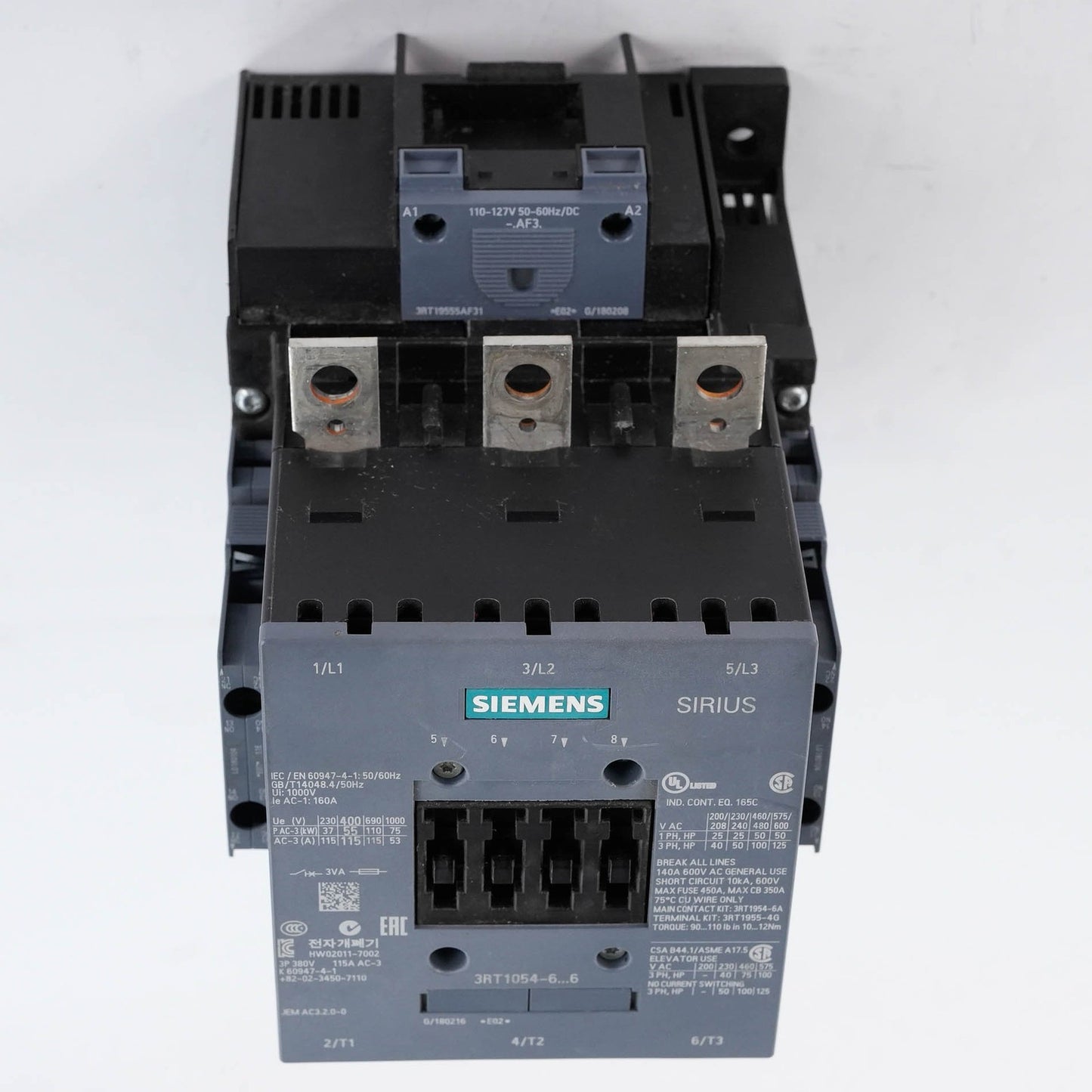 Siemens 3RT1054-6AF36 Sirius Contactor 3-Pole 115A 110-127V AC/DC 3RT10546AF36