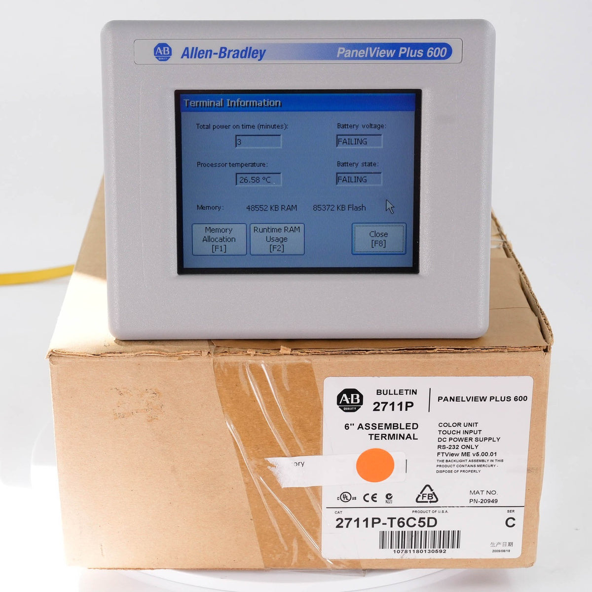 Allen Bradley 2711P-T6C5D /C PanelView Plus 600 Color Touch 24VDC 2711PT6C5D HMI