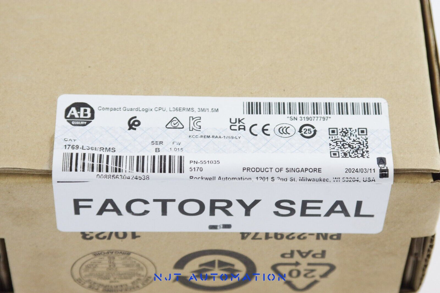 2024 Allen Bradley 1769-L36ERMS /B Compact GaurdLogix CPU Ser B - Sealed Surplus