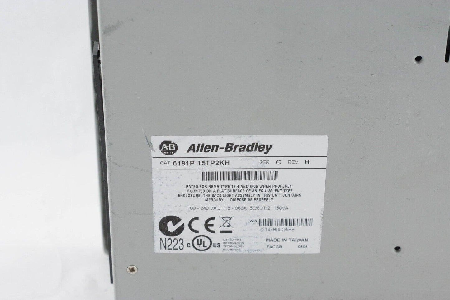 Allen Bradley 6181P-15TP2KH VersaView 1500P Ser A Rev B