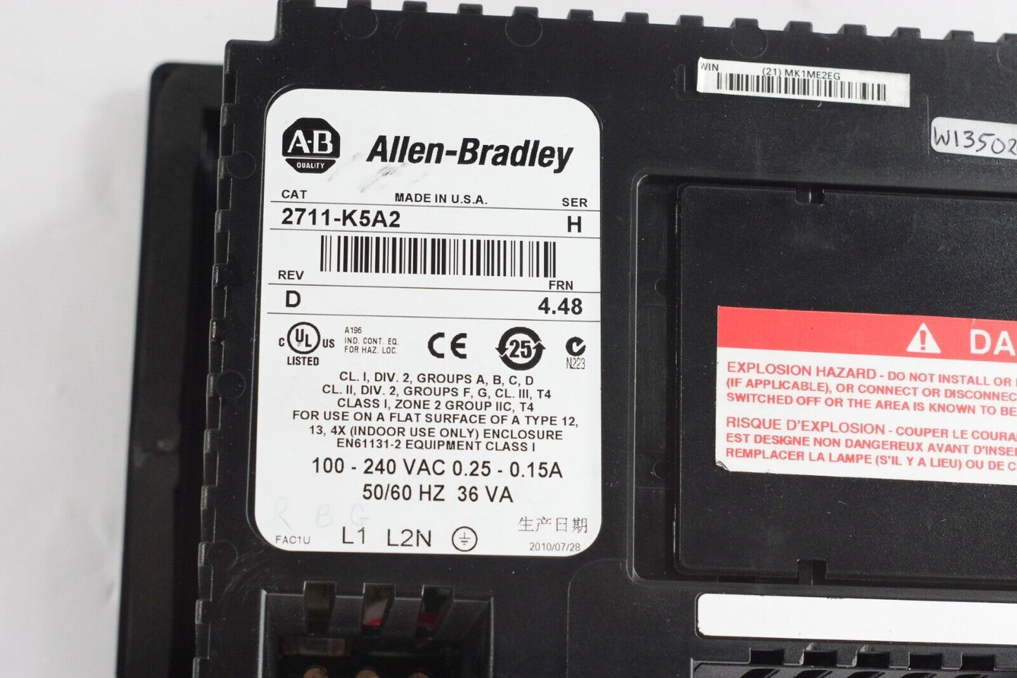 Allen Bradley 2711-K5A2 Ser H Rev D FRN 4.48 100-240VAC - Open Box