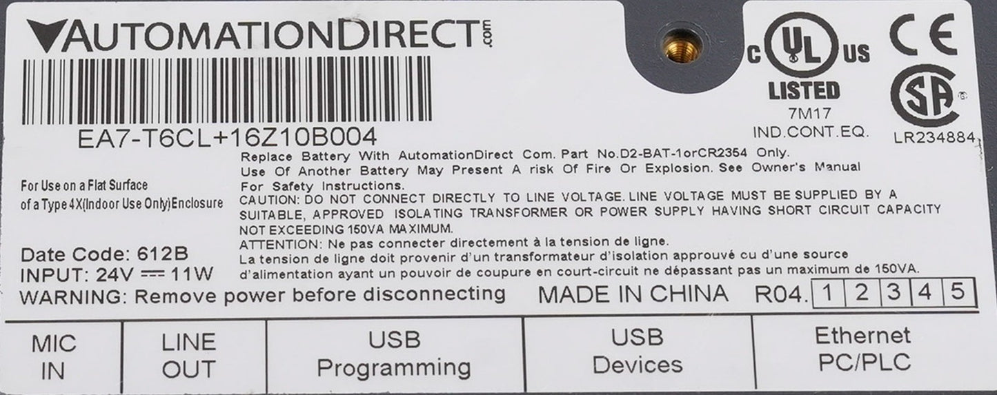 Automation Direct EA7-T6CL 6" TFT Touch Screen Display Panel EA7T6CL