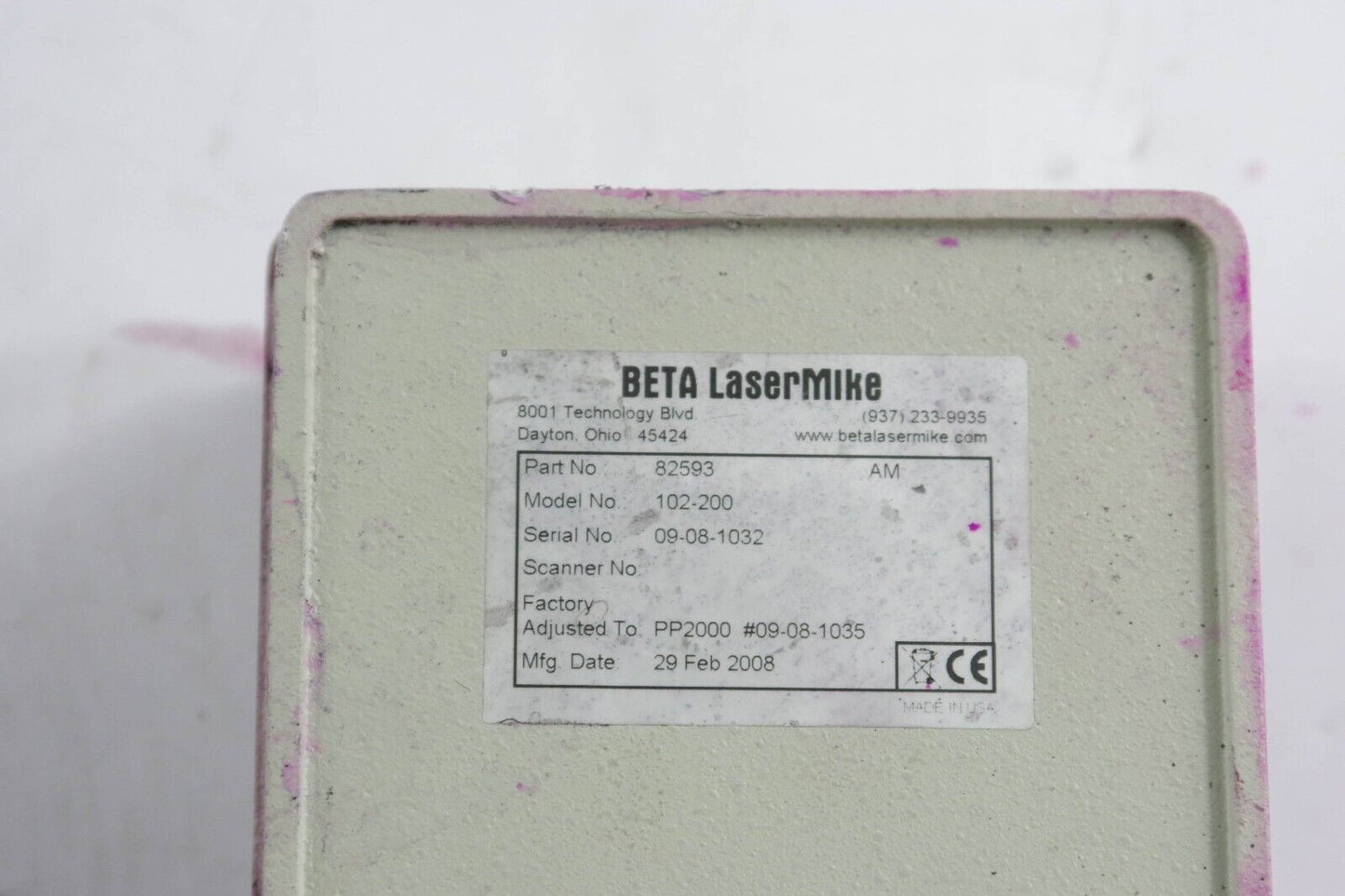 BETA LASERMIKE 82593 Model 102-200 Scanned Laser --  UNTESTED / Returns Accepted