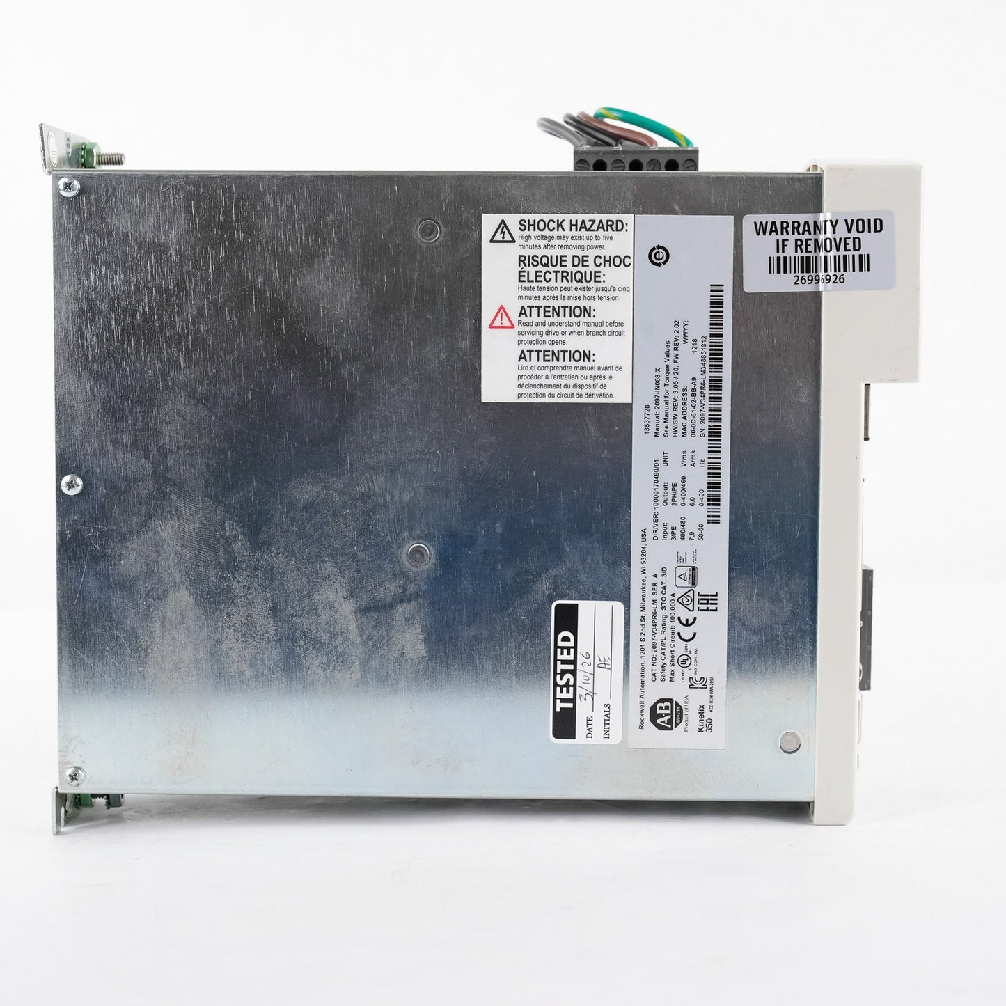 Allen Bradley 2097-V34PR6-LM /A Kinetix 350 Servo Drive 2097V34PR6LM + 2097-F2