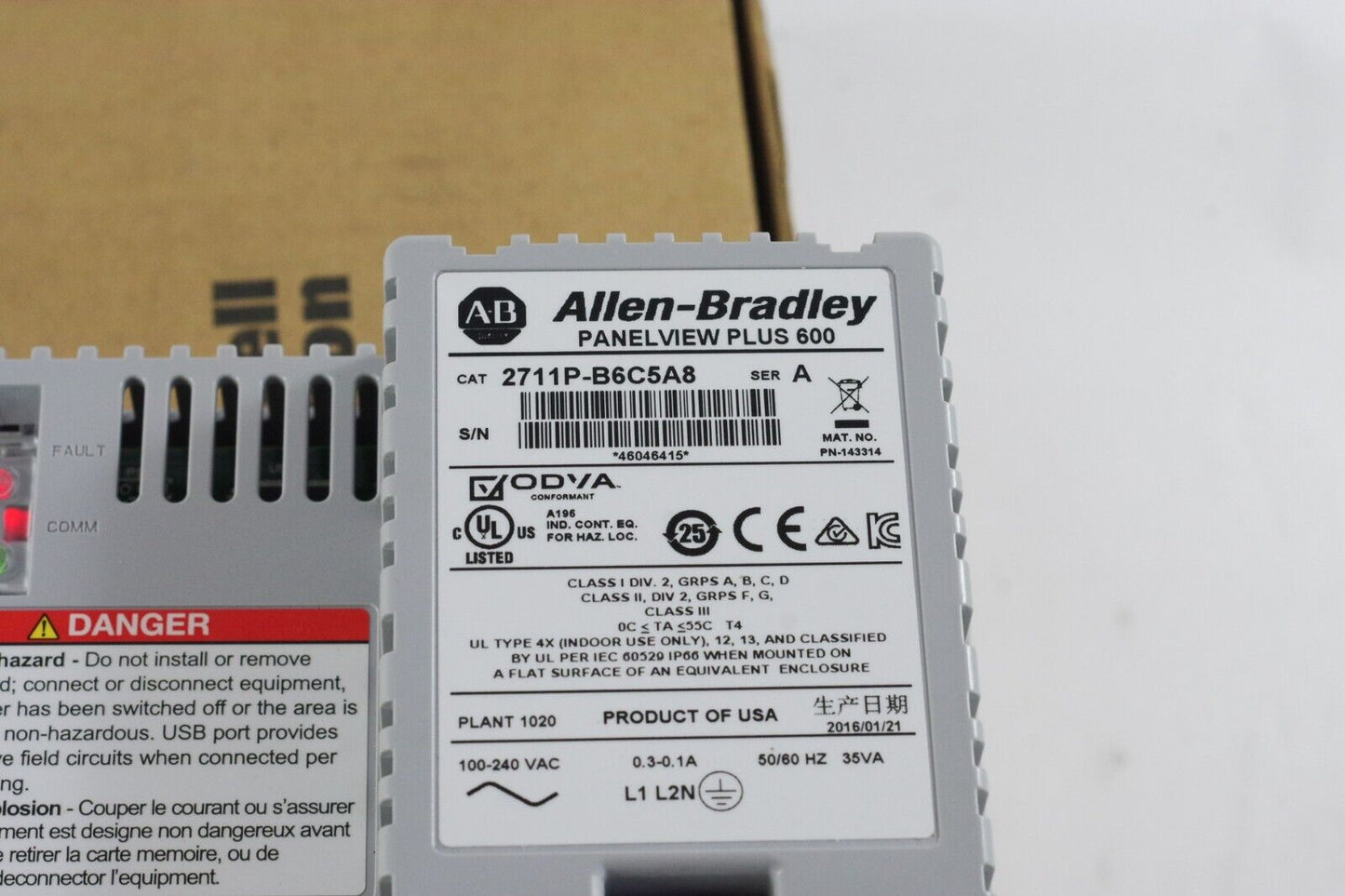 Allen Bradley 2711P-B6C5A8 Ser A Panelview Plus 600 - Open Box Surplus