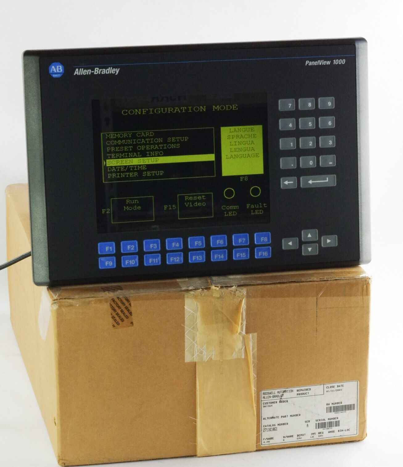 Allen Bradley 2711-K10G1 Panelview 1000 Ser A Rev K FRN 4.20 - Restored to New