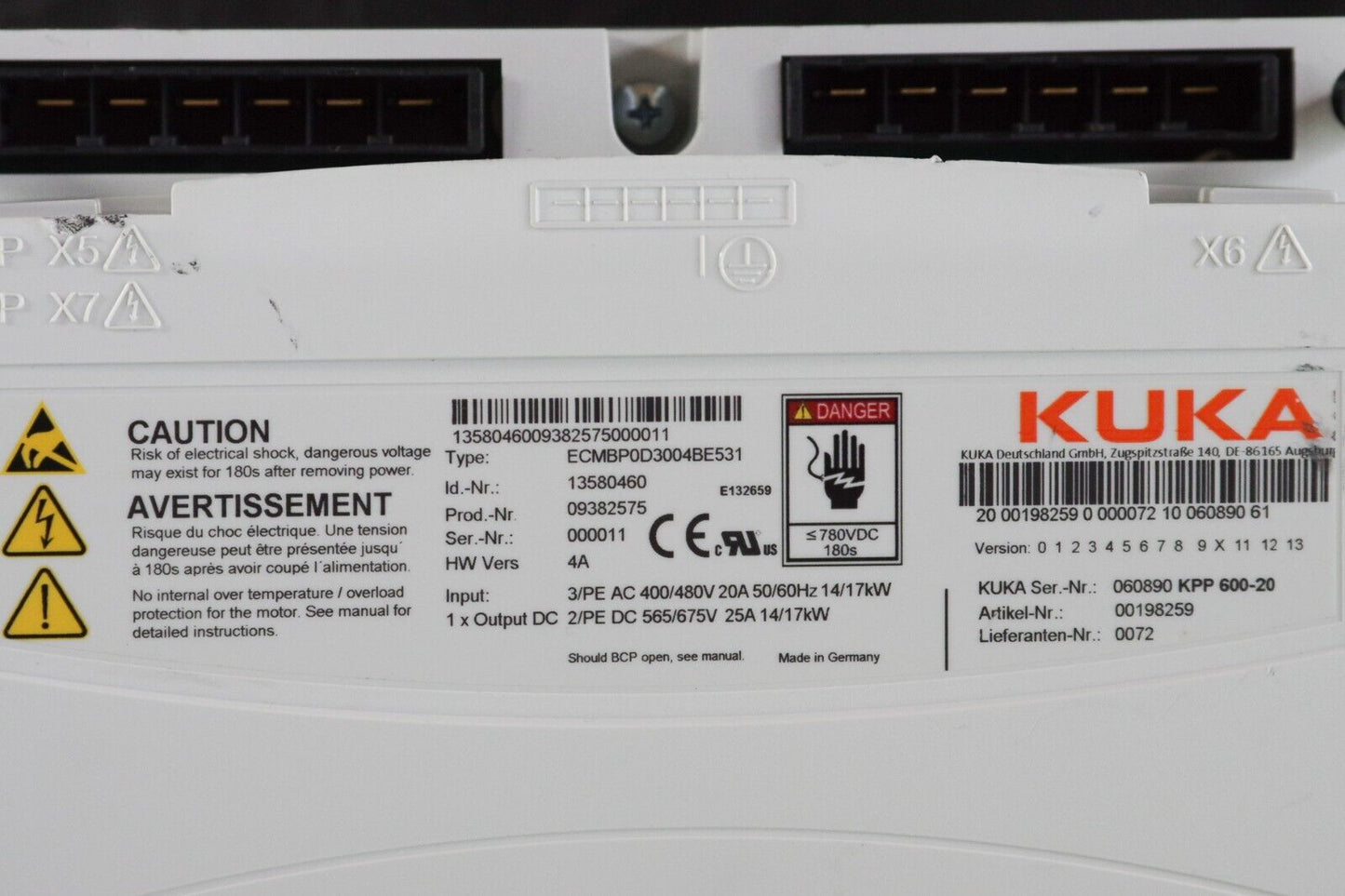 KUKA KPP 600-20 ECMBP0D3004BE531 Servo Power Pack - Refurbished +1 year Warranty