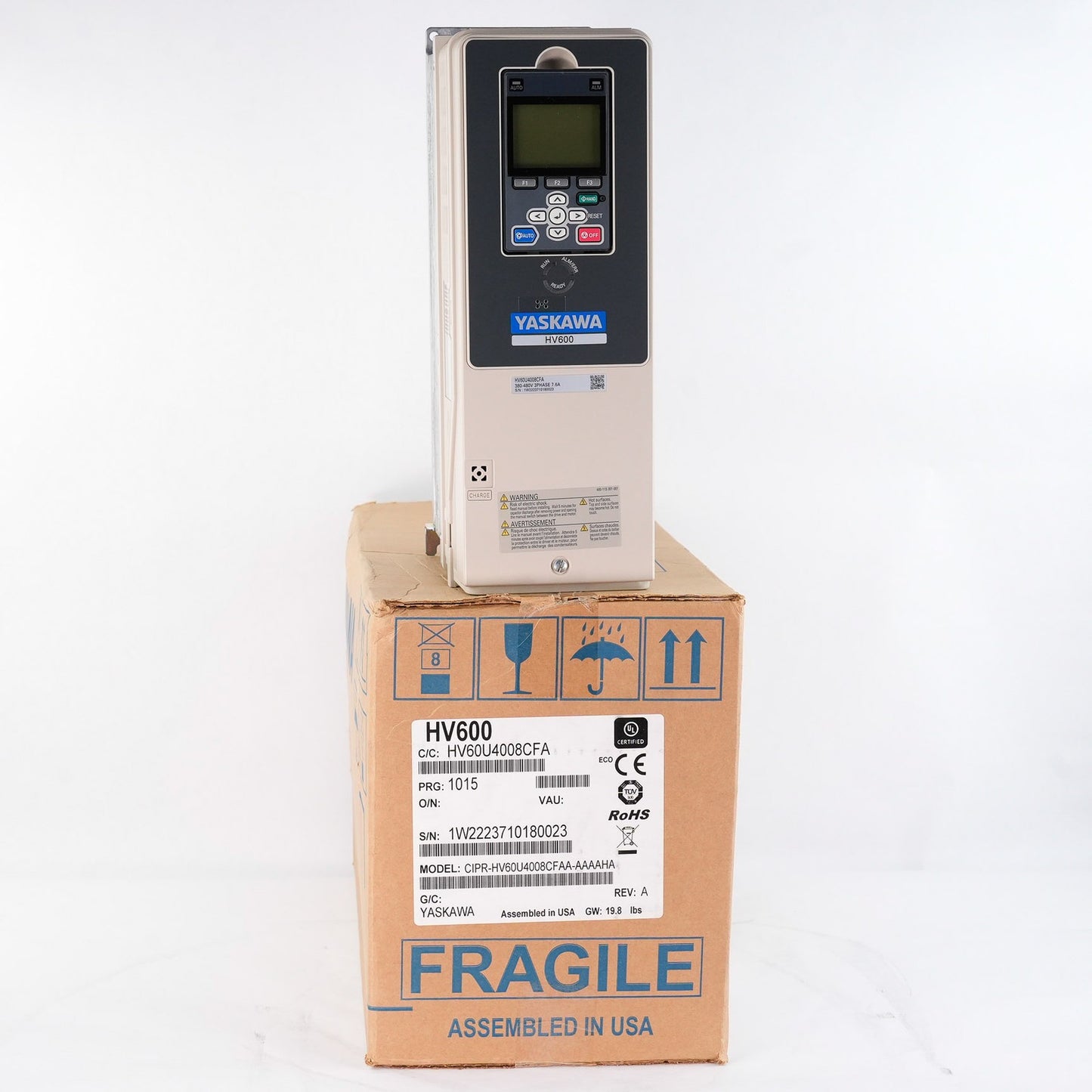Yaskawa CIPR-HV60U4008CFAA-AAAAHA Rev A 480V 7.5A 5HP AC Drive - Open Box