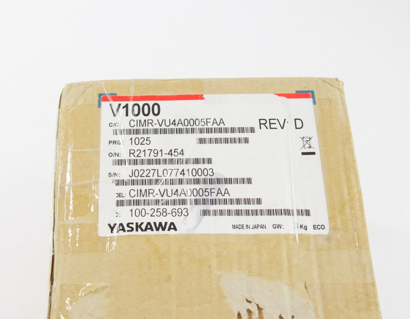 Yaskawa CIMR-VU4A0005FAA Variable Frequency Drive 400V 3Phase 5.4A/4.8A REV D