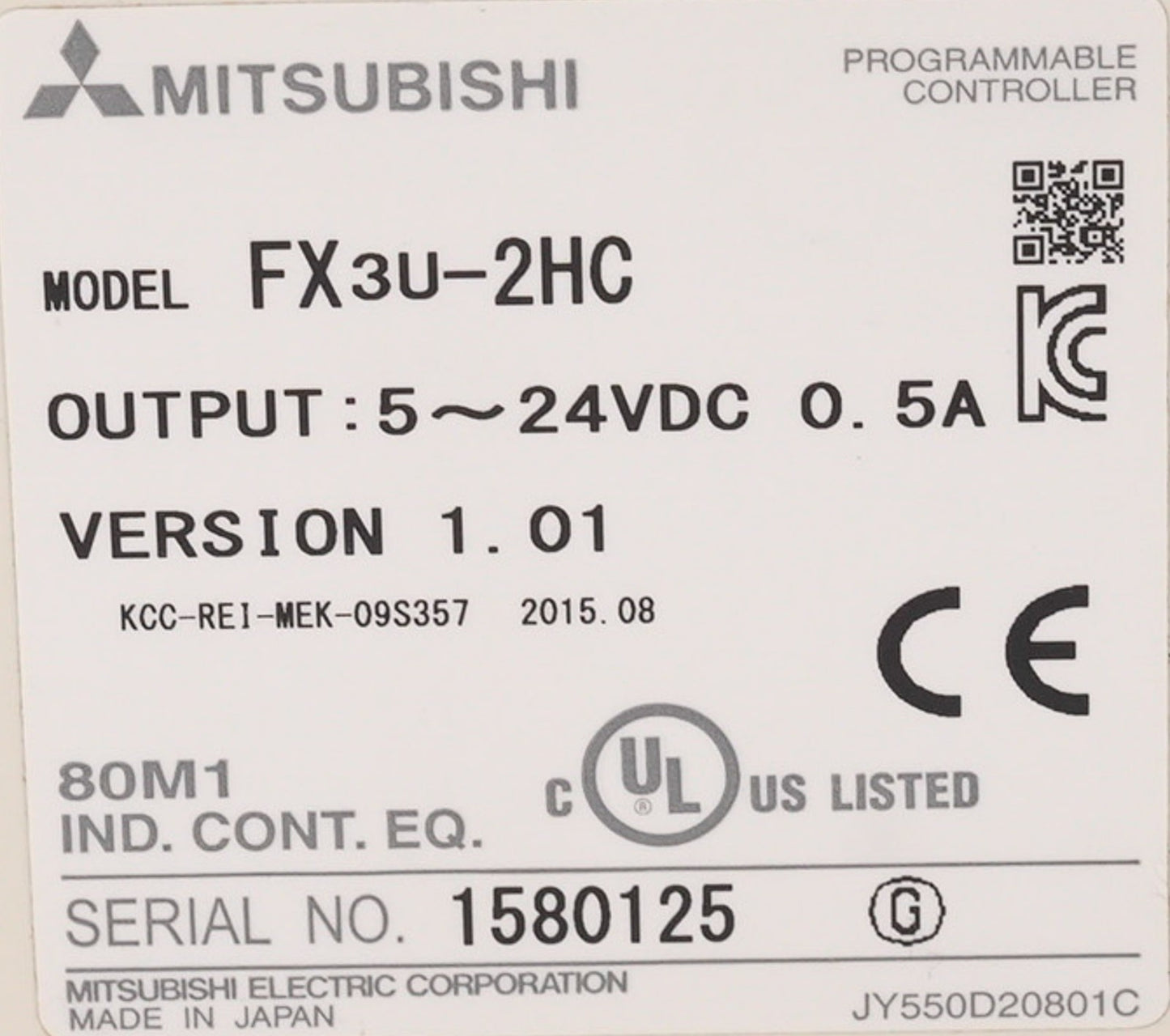 Mitsubishi Electric FX3U-2HC Programmable Controller 5-24VDC FX3U2HC