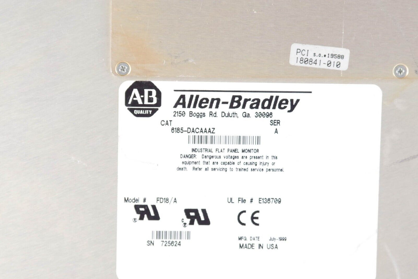 Allen Bradley 6185-DACAAAZ Touch Screen - For parts or repair