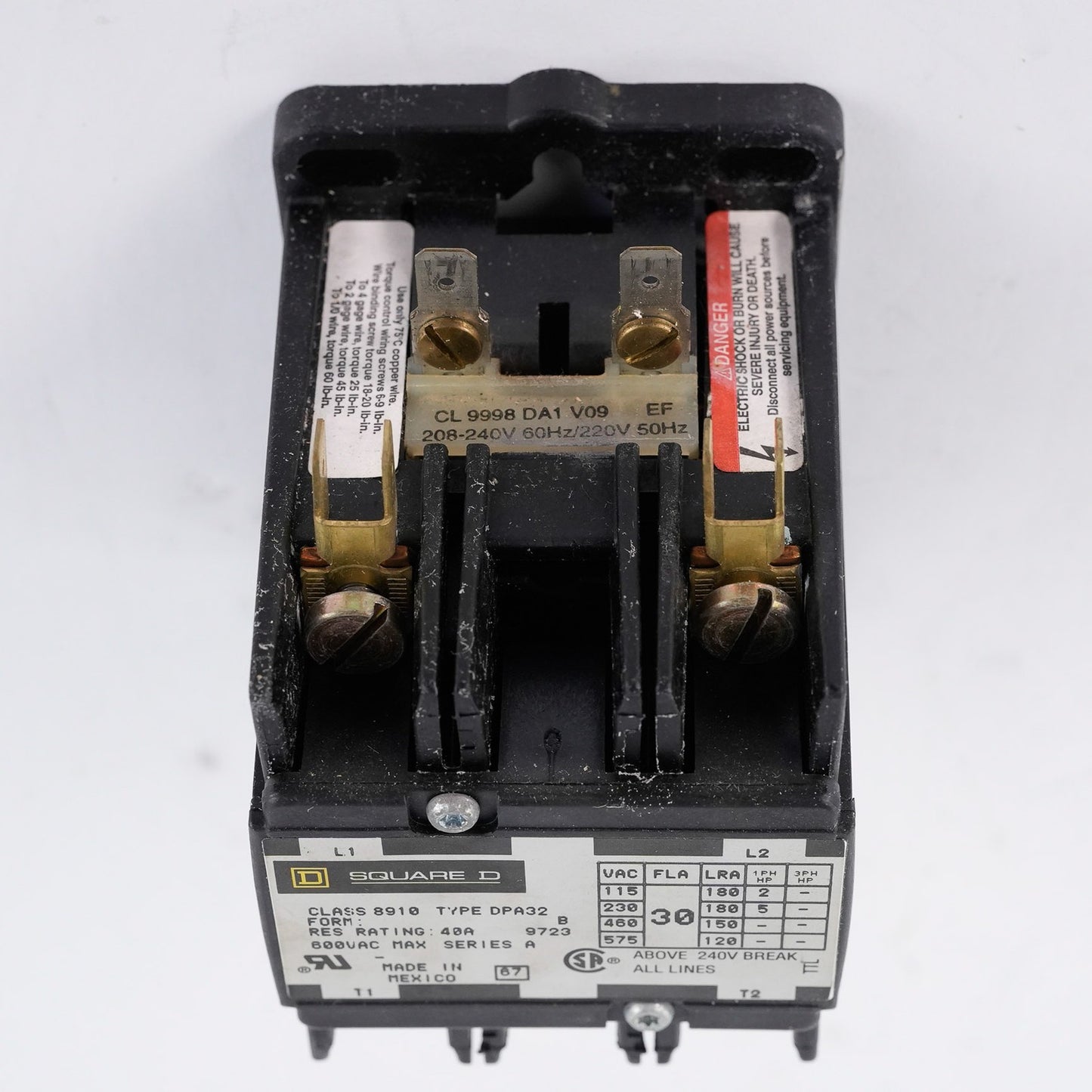 Square D 8910 DPA32V09 Form B Definite Purpose Contactor 40A 800VAC - Open Box