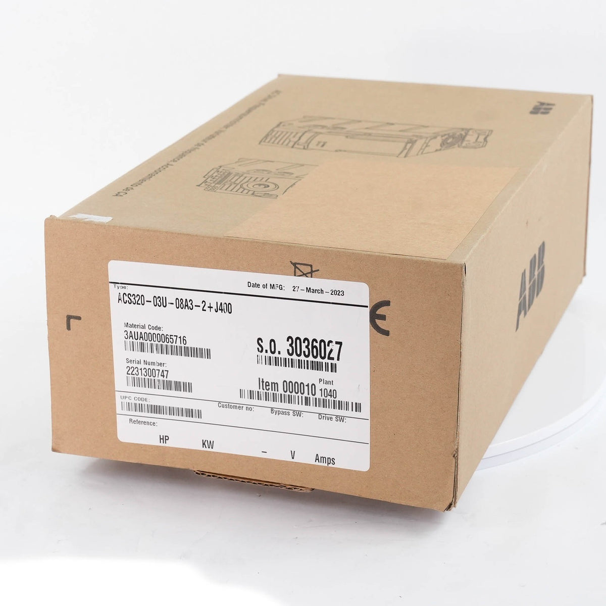 ABB ACS320-03U-08A3-2+J400 AC Drive 230V 3PH 2HP 8.3A VFD ACS32003U08A32+J400