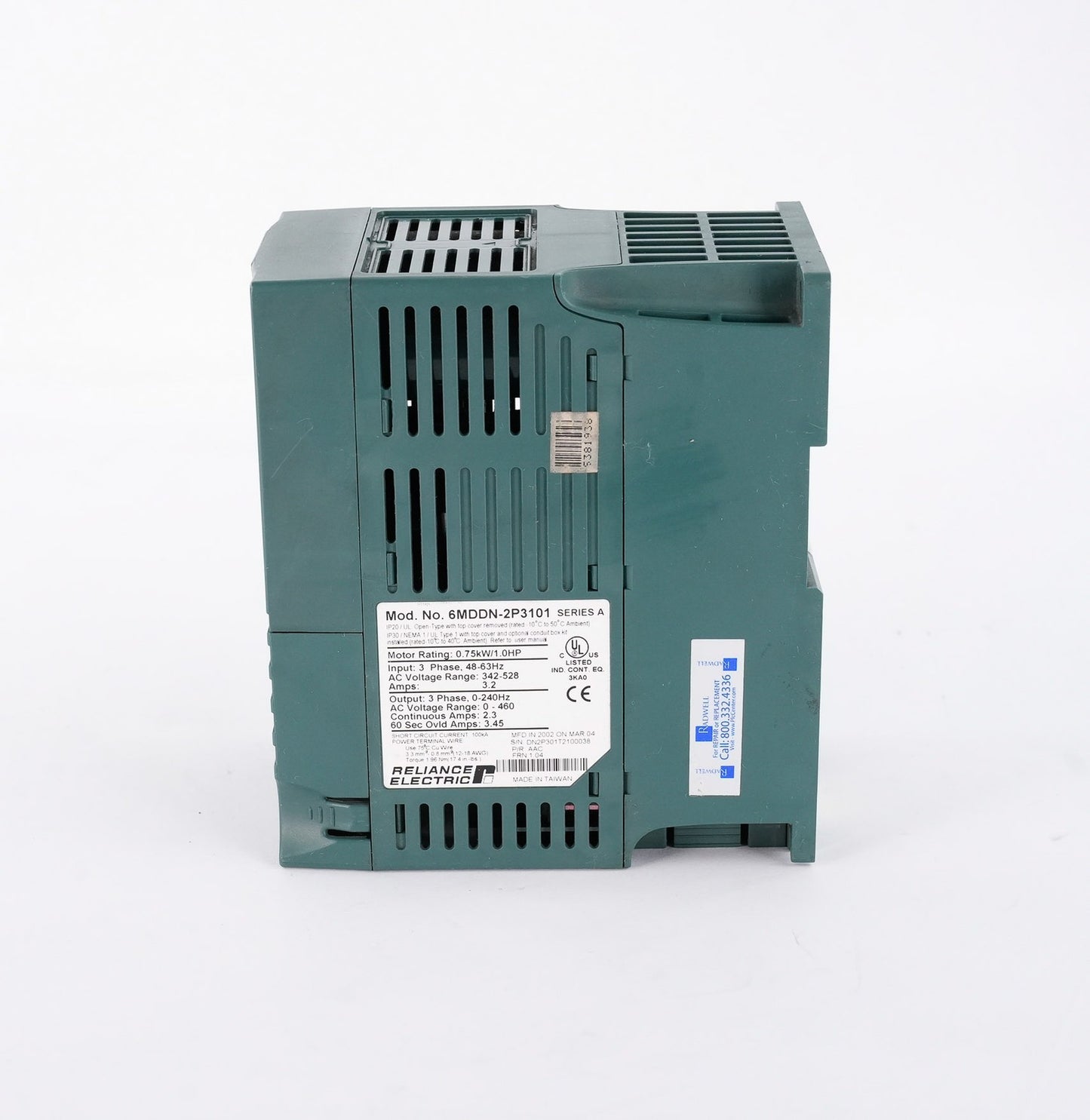 Reliance Electric 6MDDN-2P3101 Series A 1HP 0.75kW 3-Phase AC Drive 6MDDN2P3101