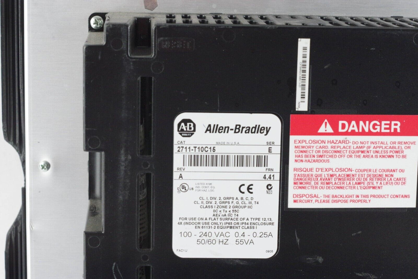 Allen-Bradley PanelView 1000 2711-T10C15 Ser E - Damaged + Startup Error