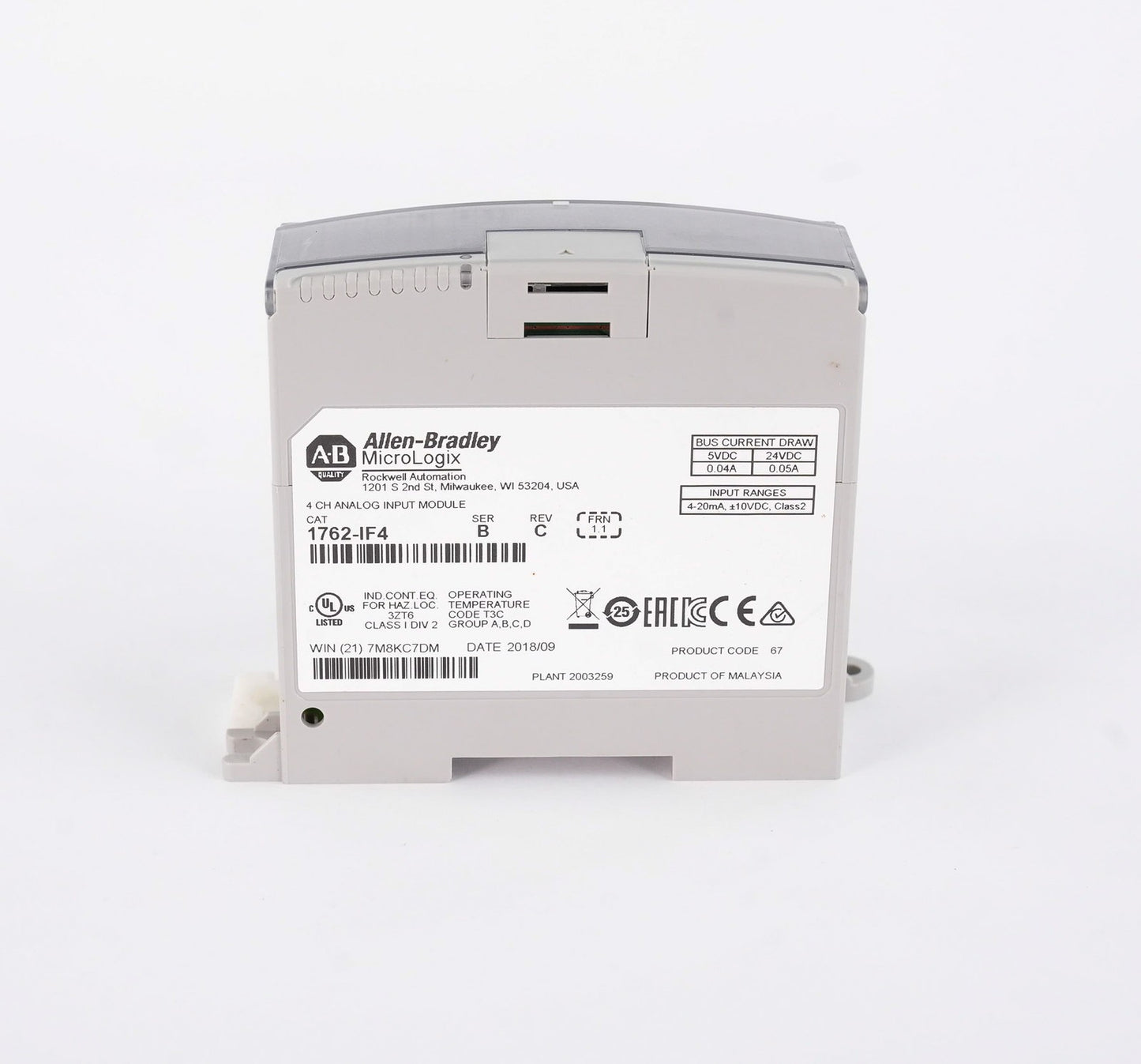 Allen Bradley 1762-IF4 /B MicroLogix 4 Channel Analog Input Module 1762IF4