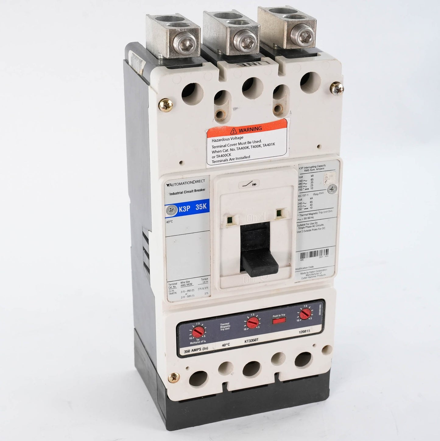 AutomationDirect K3P 35K 350A 3-Pole Industrial Circuit Breaker w/ KT3350T Trip