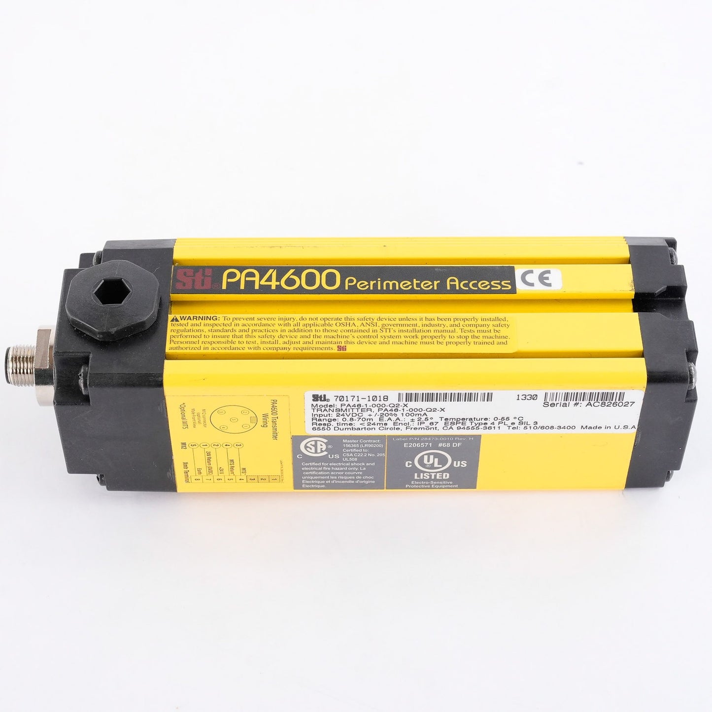 STI PA46-1-000-Q2-X Perimeter Access Safety Light Curtain PA461000Q2X