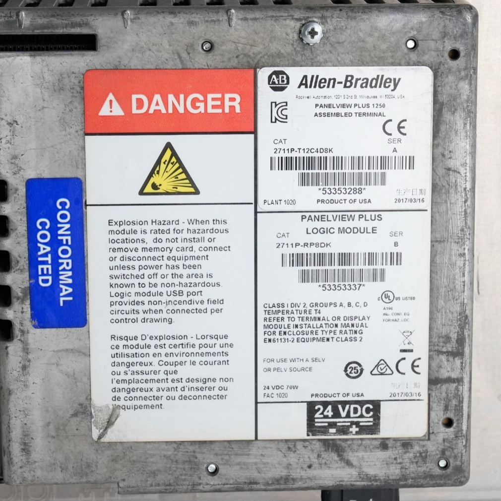 Allen Bradley 2711P-T12C4D8K Ser A Panelview Plus 1250  2711p-RDT12CK /D + RP8DK