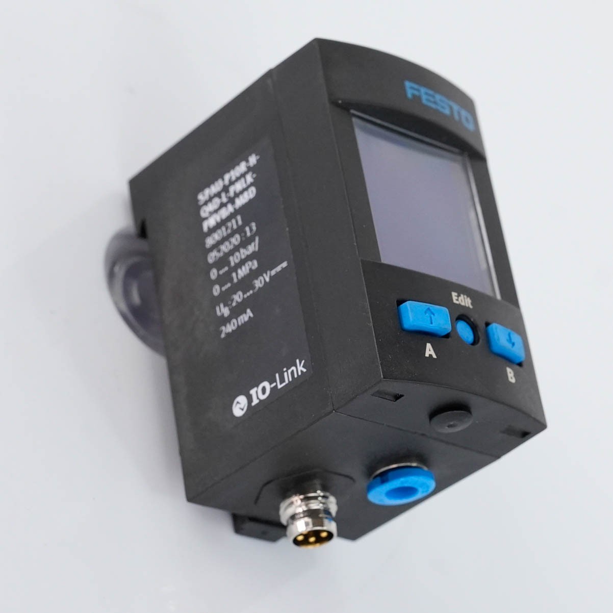 Festo SPAU-P10R-H-Q4D-L-PNLK-PNVBA-M8D Pressure Sensor IO-Link 0 to 10 bar M8 4