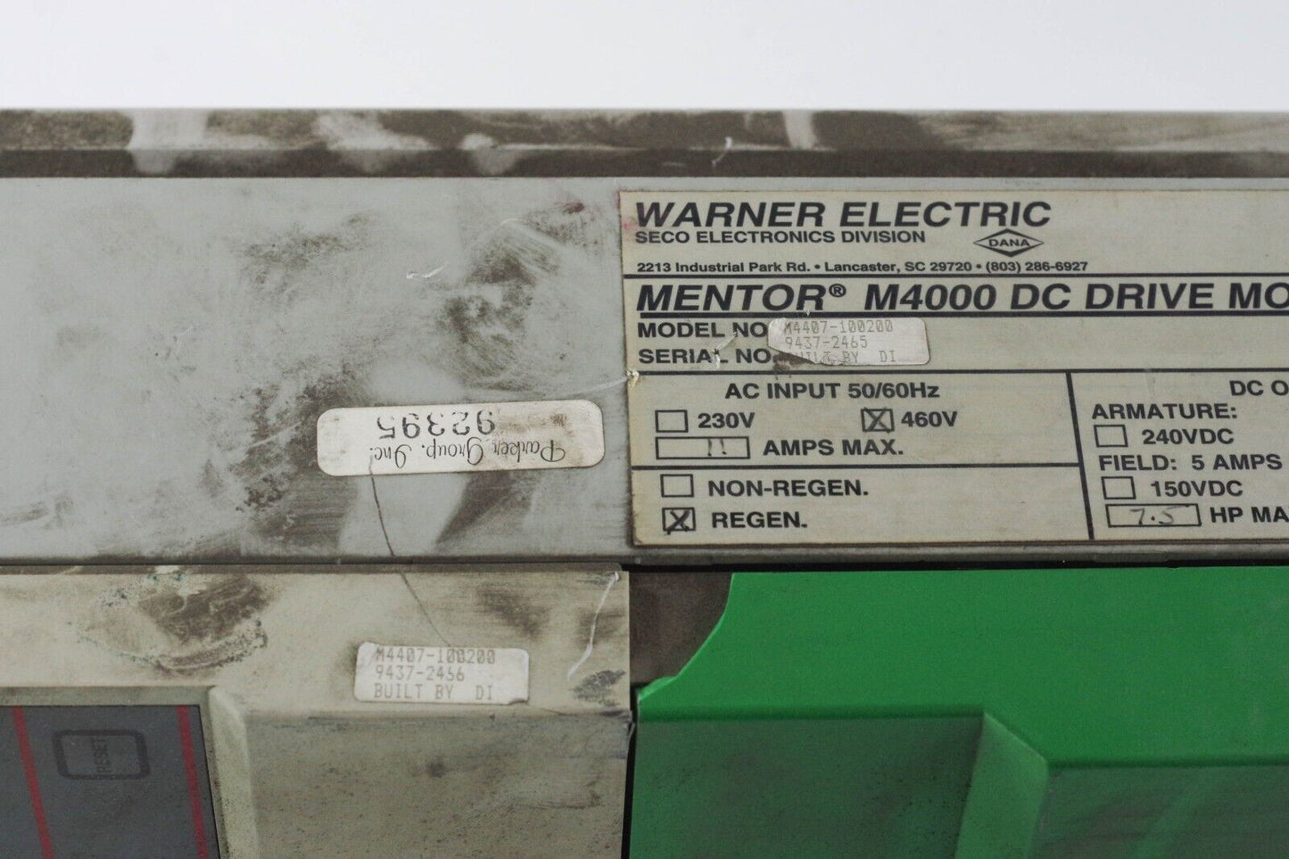 Warner Electric Seco Mentor II M4407-100200 M4000 DC Drive - Parts Repair