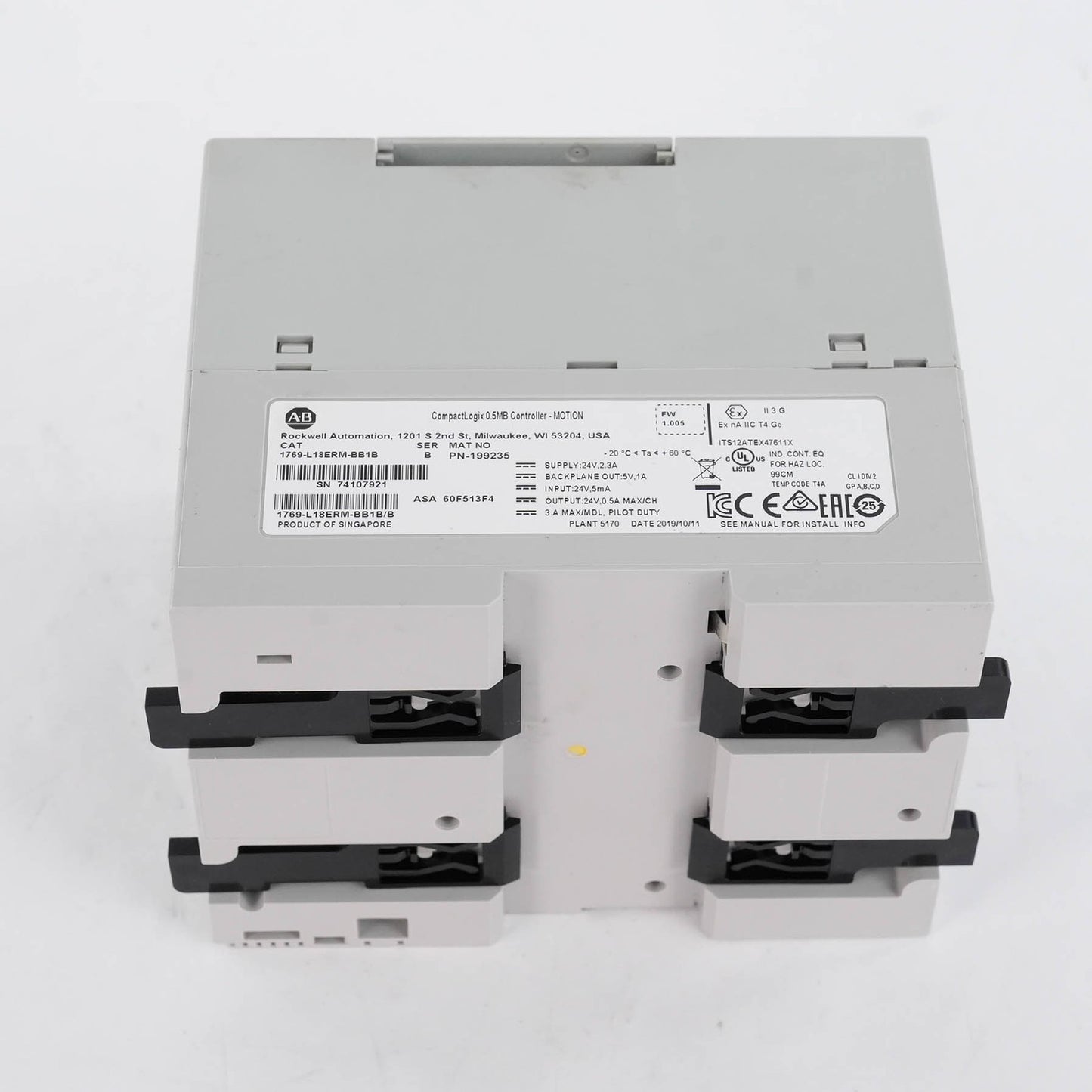 Allen Bradley 1769-L18ERM-BB1B Ser B CompactLogix 0.5MB (retake pictures)