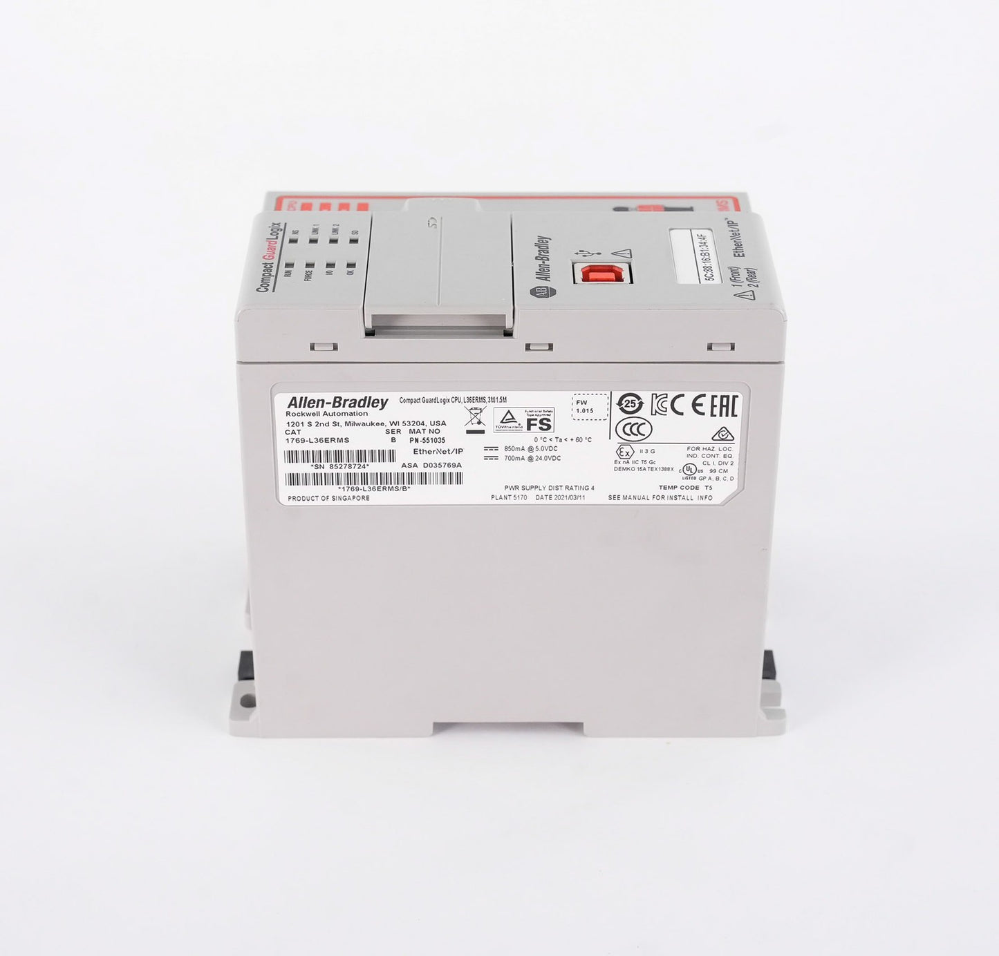 Allen Bradley 1769-L36ERMS /B Compact GuardLogix Safety Controller CPU
