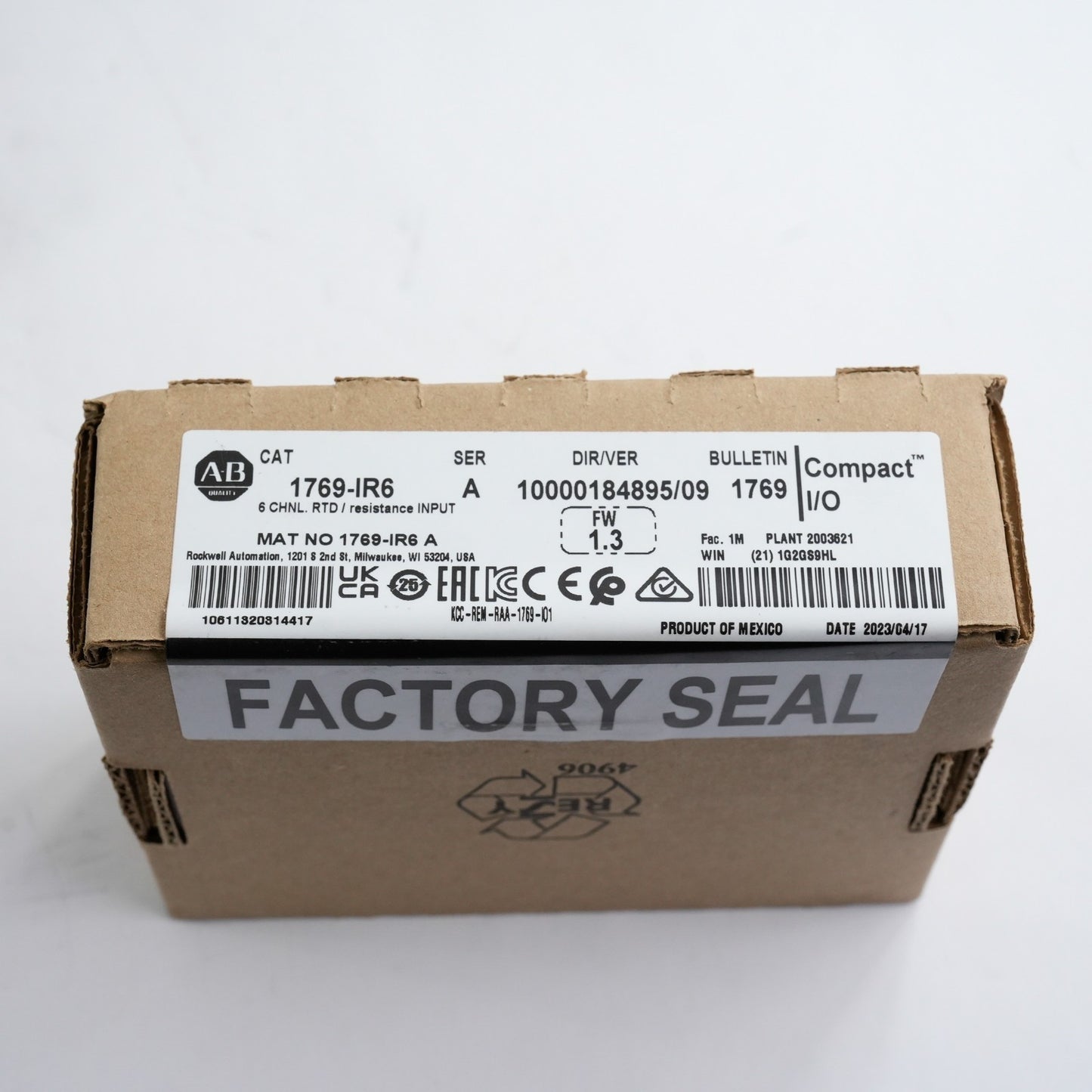 Allen Bradley 1769-IR6 /A FW 1.3 6 Channel RTD Resistance Input - Sealed Surplus