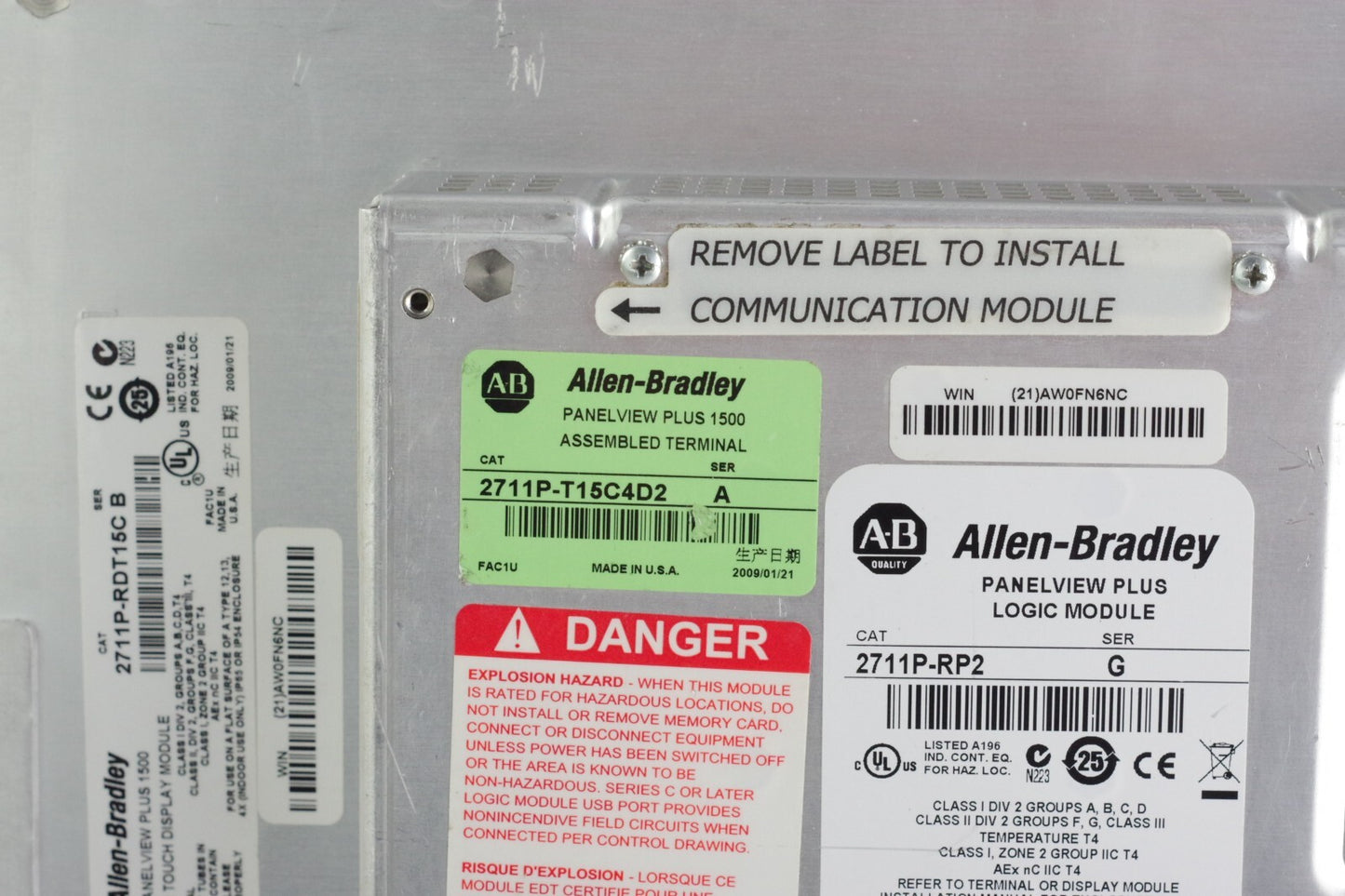 Allen Bradley 2711P-T15C4D2 /A Panelview Plus 1500 + 2711P-RP2 /G RDT15C Refurb