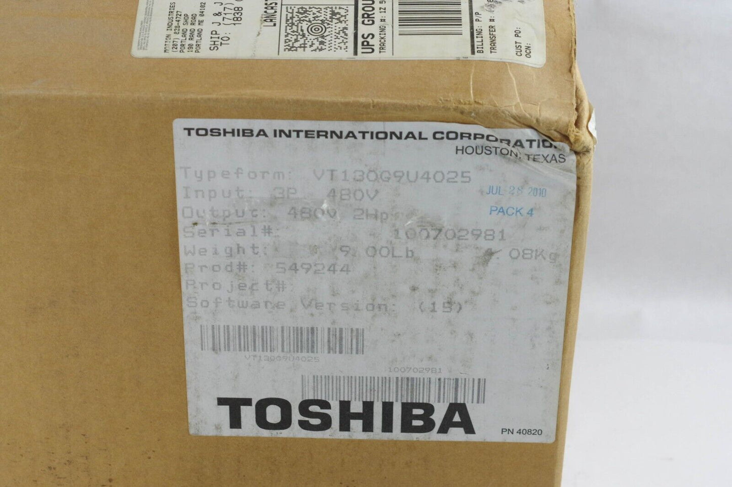 TOSHIBA VT130G9-U-4025 / VT130G9U4025 G9 40820 Transistor Inverter - Open Box