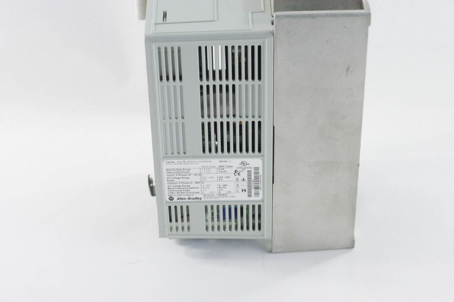 Allen Bradley 20AD3P4A0AYNNNG0 / 20A D 3P4 A0AYNNNG0 Powerflex 70 Ac Drive 2HP