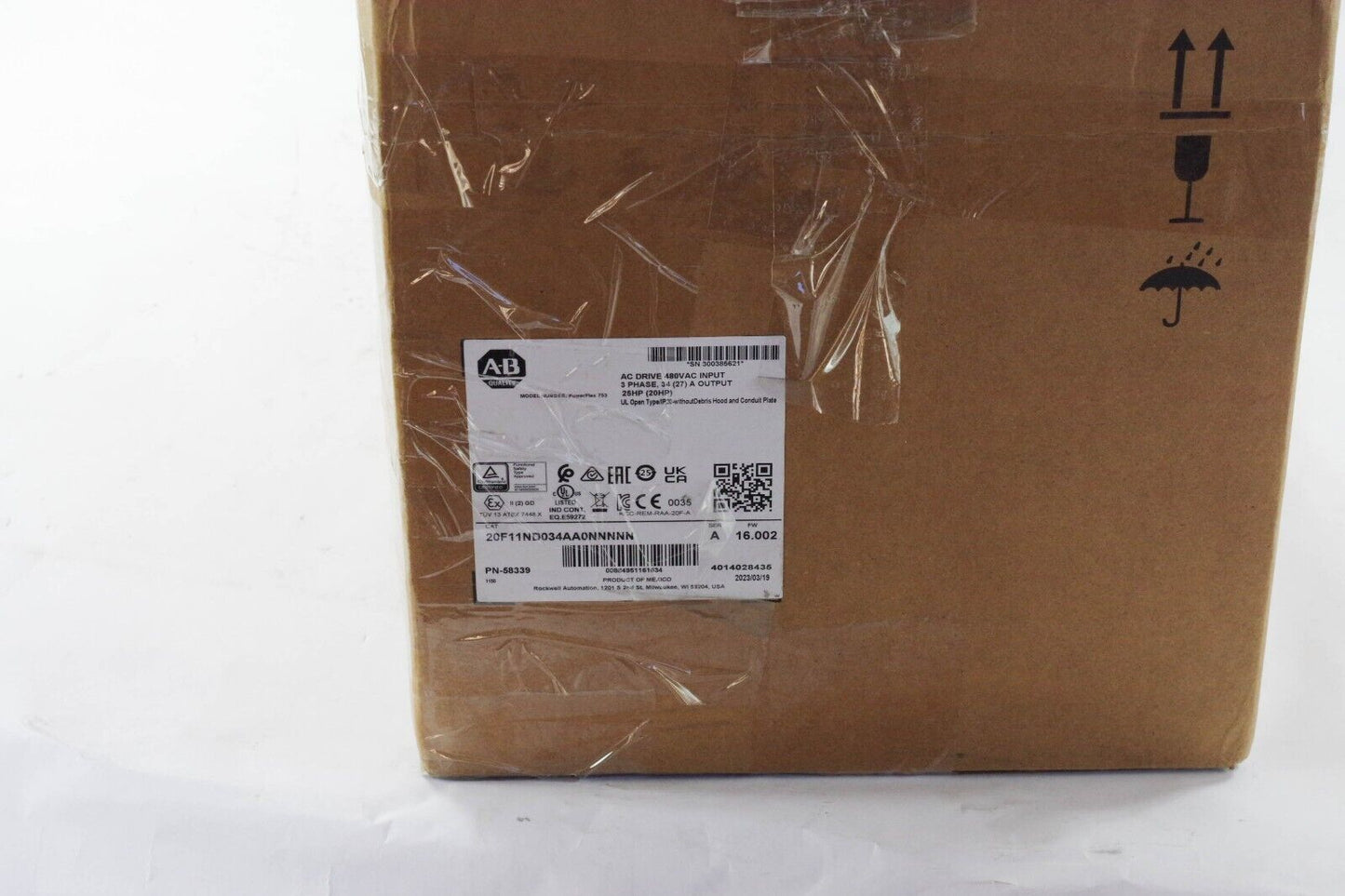 2023 Allen Bradley 20F11ND034AA0NNNNN /A 753 AC Drive Ser A 25HP -Open Box