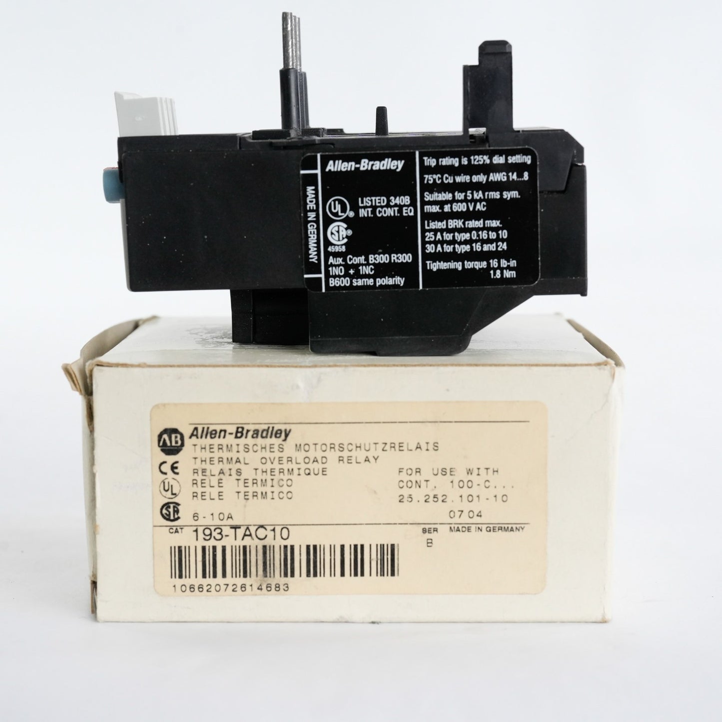 Allen Bradley 193-TAB60 /A Overload Relay 4-6A 193TAB60 - Open Box
