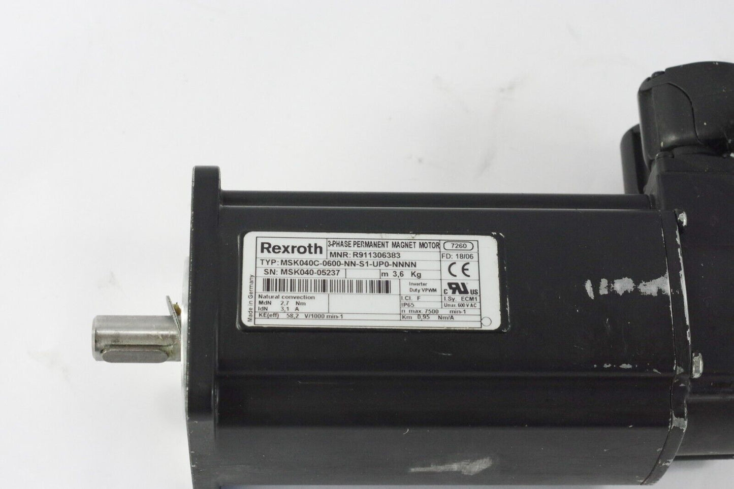 Rexroth MSK040C-0600-NN-S1-UP0-NNNN 3PH Permanent Magnet Servo Motor