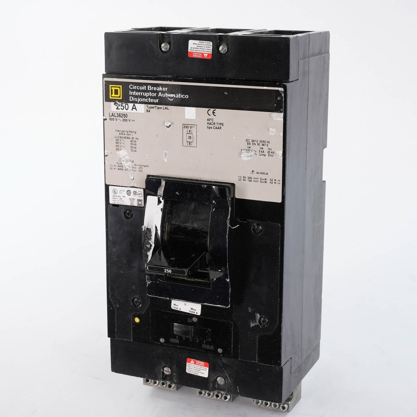 Square D LAL36250 Circuit Breaker 3 Pole 250A 600V 22kA LAL 3P 250 Amp LAL36250