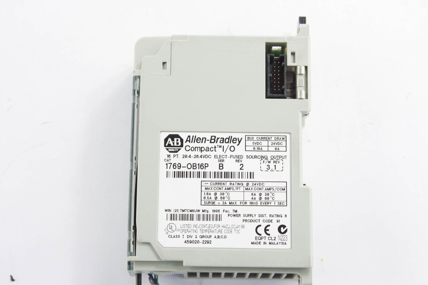 Allen Bradley 1769-OB16P Output Module Ser B 16 PT. 20.4-26.4VDC ELECT-FUSED